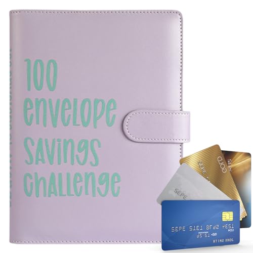 100 Briefumschläge Challenge Binder, Spar-Herausforderungsbuch, Spar-Herausforderungsbuch mit Umschlägen, Budgetbuch und Planer, Geldumschläge für Bargeld, Budgeting von ARIOU