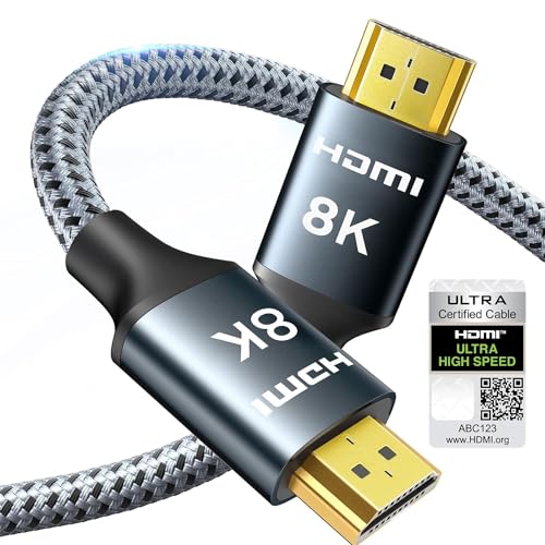 ARISKEEN 8K HDMI 2.1 Kabel 0.5M, 48Gbps High Speed Nylon Geflochtenes HDMI Kabel Kurz, Unterstützt 8K@60HZ, 4K@120Hz, Kompatibel mit TV Xbox One PS4/5 Switch Monitor Blu-ray Soundbar von ARISKEEN