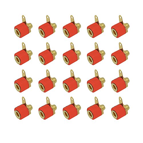 ARLI 20x Bananenbuchse rot 4 mm vergoldet Lautsprecherstecker Boxenkabel Lautsprecher Boxen Stecker Bananen Banana Kabel Audio schraubbar bis 4mm 20 Stück von ARLI