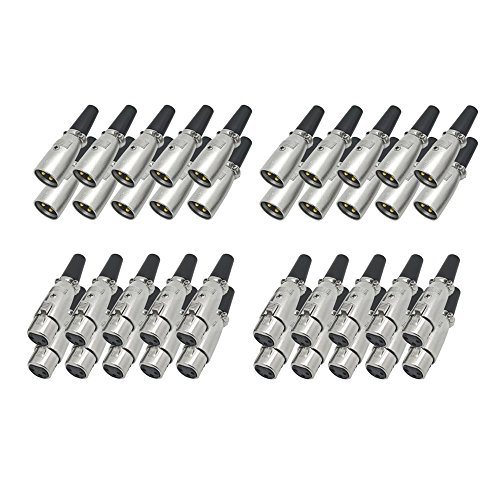 ARLI XLR 20 x Buchse Kupplung female + 20 x Stecker male vergoldet 3-polig Zugentlastung Kabelkonfektionierung Montage Sound Mikrofon Audio Mikrofonkabel Kabel Set 40 Stück 20xStecker 20xBuchse von ARLI