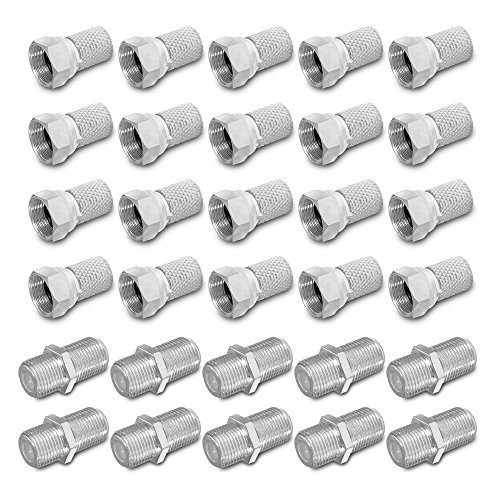 HD F Stecker Verbinder Verbindungsset 20 x F - Stecker 7 - 7,4 mm 10 x F - Verbinder 4K Verbindung Sat Kabel Kupplung Buchse Anlagen Koax 4K ARLI 20 Stück Stecker 10 Verbinder UHD von ARLI