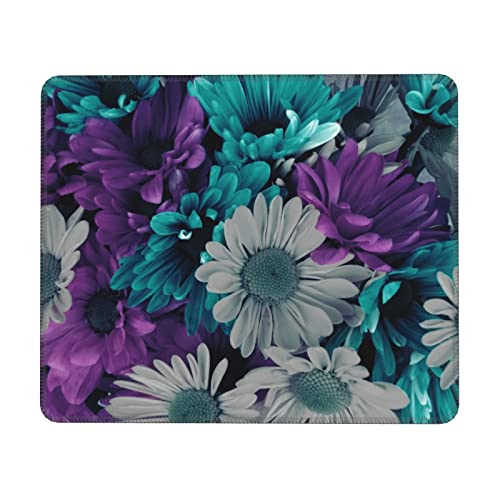 Gaming-Mauspad mit lila und blaugrünen Blumen, rutschfeste Gummiunterseite, Computer-Mauspad für Gaming, PC, Laptop, Schreibtisch, Büro, 17,8 x 21,8 cm von AROONS