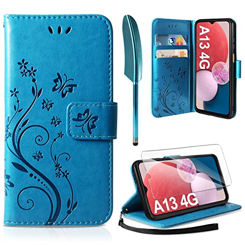 AROYI Lederhülle Kompatibel mit Samsung Galaxy A13 4G 6.6“ Hülle (Nicht für 5G) und Schutzfolie, Flip Wallet Handyhülle Leder Tasche Schutzhülle Kompatibel mit Samsung Galaxy A13 von AROYI