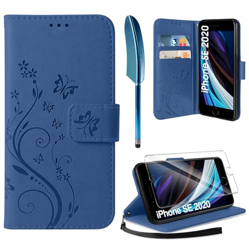 AROYI Lederhülle Kompatibel mit iPhone SE 2022/2020/7/8 Hülle und Schutzfolie,Handyhülle Flip PU Leder Wallet Tasche Case Schutzhülle Kompatibel mit iPhone SE 2022/2020/7/8 Dunkel Blau AROYI Lederhülle Kompatibel mit iPhone SE 2022/2020/7/8 Hülle und Schutzfolie,Handyhülle Flip PU Leder Wallet Tasche Case Schutzhülle Kompatibel mit iPhone SE 2022/2020/7/8 Dunkel Blau von AROYI