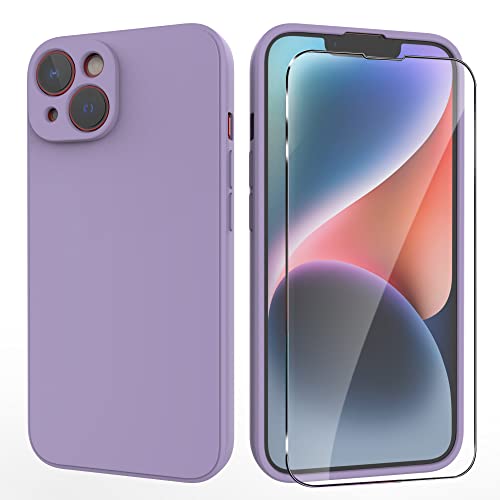 ARRYNN iPhone 14 Plus 6.7" Hülle + Schutzfolie,Handyhülle Liquid Silikon TPU Case Cover Schutzhülle für iPhone 14 Plus 6.7" - Lila von ARRYNN