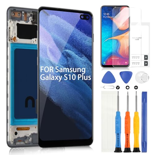 ARSSLY Bildschirm für Samsung Galaxy S10 Plus S10+ G975F G975U G975A LCD Display Touchscreen Montage Ersatz Glas Digitizer mit Reparatur Kit (Schwarz mit Rahmen) von ARSSLY