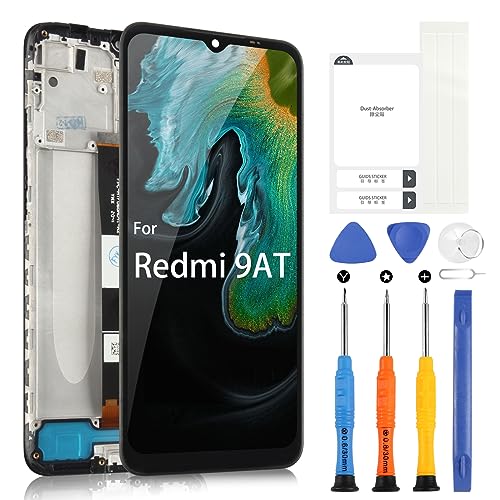 ARSSLY LCD Display für Xiaomi Redmi 9AT M2006C3LVG 6,53 Zoll Bildschirm Ersatz für Xiaomi Redmi 9AT Touch Screen Digitizer Montage mit Werkzeugen (Schwarz mit Rahmen) von ARSSLY