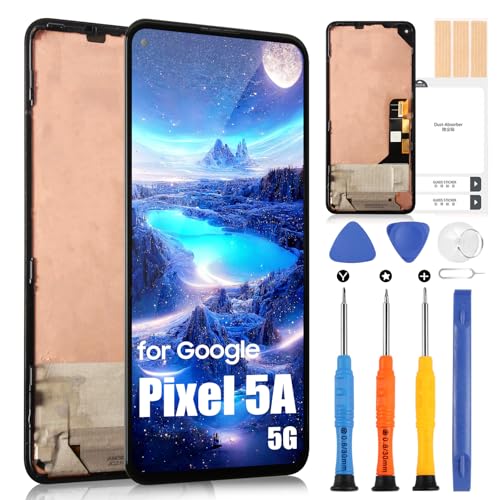 ARSSLY OLED Display für Google Pixel 5A 5G LCD Bildschirm für Google Pixel 5A 5G G1F8F, G4S1M LCD Display Touchscreen Assembly mit Reparatur-Set (Schwarz mit Rahmen, 6,34 Zoll) von ARSSLY