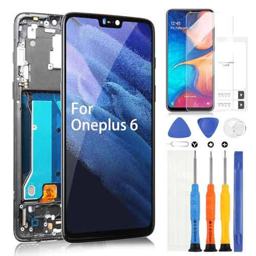 LCD Bildschirm für Oneplus 6 2018 A6000 A6003 LCD Display Digitizer Touch Bildschirm Ersatz Assembly mit Werkzeugen (Schwarz mit Rahmen) von ARSSLY