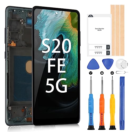 OLED LCD Bildschirm für Samsung Galaxy S20 Fe/Galaxy S20 Fe 5G LCD Display Ersatz Digitalisierendes Glas mit Reparatur Kit (6,5 Zoll, Schwarz mit Rahmen) von ARSSLY