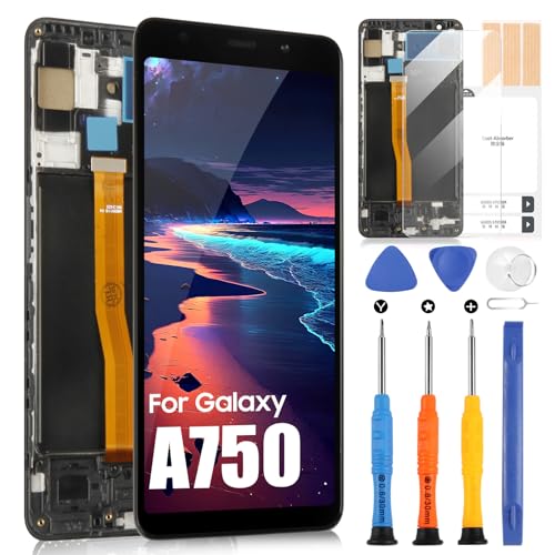 LCD Display für Samsung Galaxy A7 2018, Display für Galaxy A7 2018 A750 SM-A750 A750F A750FN A750N A750G A750GN/DS LCD Bildschirm Touchscreen Digitizer Assembly mit Reparatur-Set (Schwarz mit Rahmen) von ARSSLY