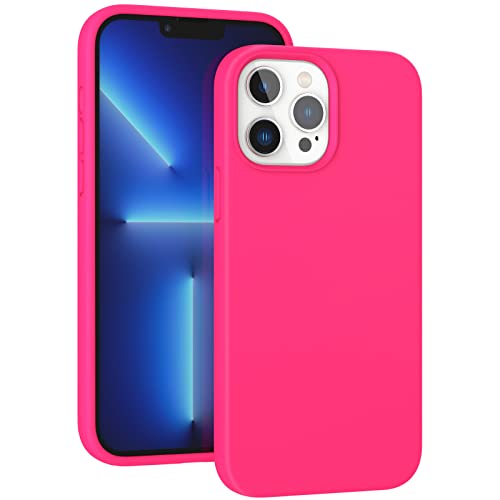 ARSUNOVO für iPhone 13 Pro Max Hülle Liquid Silicone, iPhone 13 Pro Max Case Kameraschutz, Stoßfeste Silikonhülle Weichem Microfiber-Innenfutter Handyhülle Cover für iPhone 13 Pro Max - Heißes Rosa von ARSUNOVO