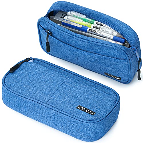 ARTEZA Federmäppchen Blau, Federtasche mit Reißverschluss und Außentasche für Schulsachen, Schulmäppchen für Schüler und Lehrer von ARTEZA