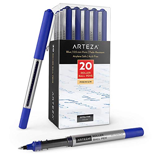ARTEZA Gelstifte, 20 blaue Gelroller, wasserfeste Gelschreiber mit feiner 0,5 mm Stiftspitze, Tintenroller für Journaling, Schreiben, Notieren & Skizzieren von ARTEZA