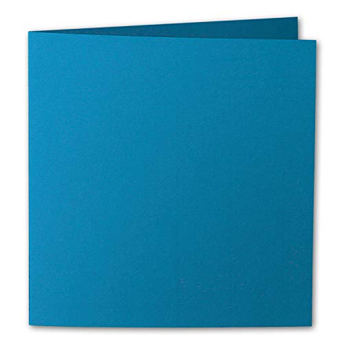 ARTOZ 25x Faltkarten quadratisch - Petrol (Blau) - 155 x 155 mm Karten blanko zum Selbstgestalten - 220 g/m² gerippt von ARTOZ