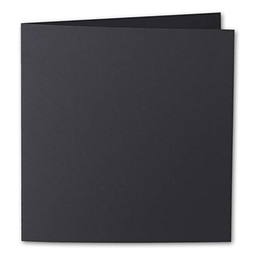 ARTOZ 25x Faltkarten quadratisch - Schwarz - 155 x 155 mm Karten blanko zum Selbstgestalten - 220 g/m² gerippt von ARTOZ