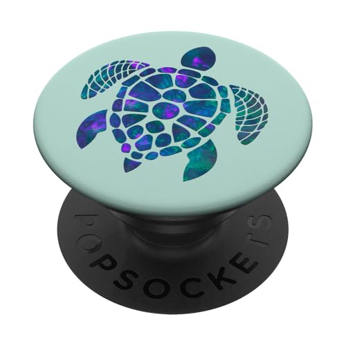 Blaugrünes, violettes Schildkröten-Design auf grünem Minzgrün PopSockets Klebender PopGrip von ASBDesigns