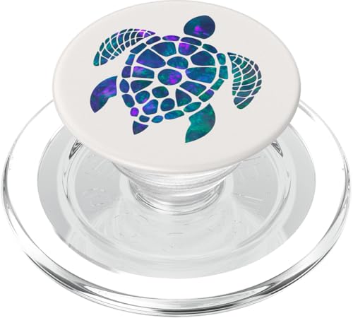 Schildkröten-Design in Blaugrün auf Weiß PopSockets PopGrip für MagSafe von ASBDesigns