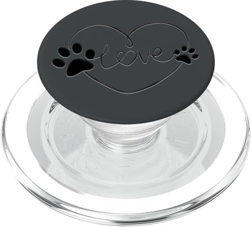 Schwarzer Hund Pfotenabdruck Herz Liebe auf einem dunkelgrauen PopSockets PopGrip für MagSafe von ASBDogs