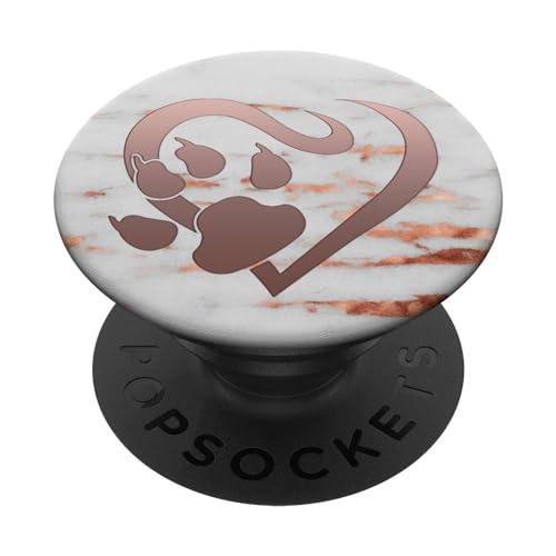 Hellrosa Hundepfotenabdruck Herz auf grau-rosa Look PopSockets Klebender PopGrip von ASBPaws