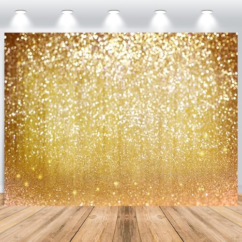 ASDCXZ Gold Hintergrund 3x2m, Goldenen Glitter Spot Traum Thema Fotowand Hintergrund, Vinyl Fotobox Hintergrund für Geburtstag Hochzeit Abschluss Ball Party, Portrait Fotostudios Hintergründe von ASDCXZ