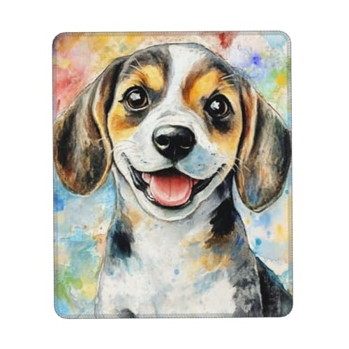 ASDJHFABKY Mauspad mit Hundemotiv, niedlicher Beagle-Welpe, Gaming-Schreibtischunterlage, Büro, Heimdekoration, für Frauen und Mädchen, 20 x 24 cm von ASDJHFABKY