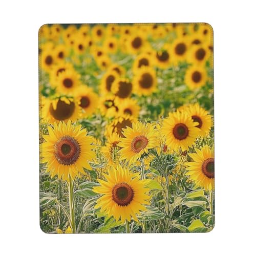 ASDJHFABKY Mauspad mit gelben Blumen, schöne Sonnenblumen-Schreibtischmatte, Sonnenblumen, Gaming-Schreibtischunterlage, Büro, Heimdekoration, für Damen, Mädchen, Tastaturunterlage, 25 x 30 cm von ASDJHFABKY