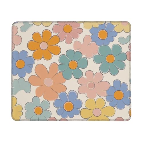 ASDJHFABKY Schreibtischunterlage mit bunten Blumen, bunte Gänseblümchen, Gaming-Schreibtischunterlage, Blumen-Mauspad für Damen, Mädchen, Büro, Schreibtischdekoration, 21 x 26 cm von ASDJHFABKY