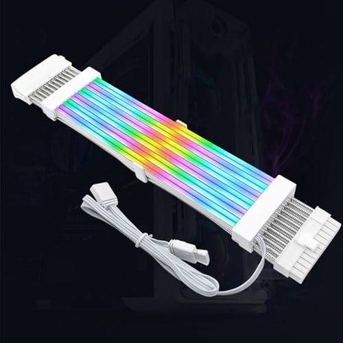 24 poliges Adressierbares RGB Stromverlängerungskabel, RGB Netzteilkabel, Unterstützt 5 V, 3 poliges Synchronisiertes 18 AWG RGB PC Kabel für Desktop Computer (24PIN Motherboard von ASHATA