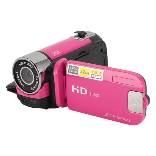 ASHATA D90 1080P Digitalkamera für Fotografie und Video, 16 MP Vlogging DV-Kamera-Camcorder für Einsteiger, 16-facher Digitalzoom, 2,4 Zoll Drehbarer Bildschirm, Fülllicht, Anti-Shake von ASHATA