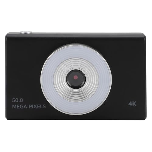 ASHATA Digitalkamera, HD 4K Kinderkamera, 48 MP, 8 facher Digitalzoom, Digitalkamera, Kompakte Tragbare Retro CCD Kamera mit Fülllicht für Studenten, Teenager, Jungen, Mädchen, (Black) von ASHATA