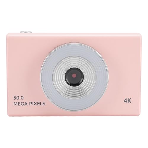 ASHATA Digitalkamera, HD 4K Kinderkamera, 48 MP, 8 facher Digitalzoom, Digitalkamera, Kompakte Tragbare Retro CCD Kamera mit Fülllicht für Studenten, Teenager, Jungen, Mädchen, (Rosa) von ASHATA