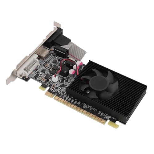 ASHATA GT210 1 GB DDR3 64BIT Gaming-Grafikkarte für Desktop-PC, Fans PCIe 2.0 16X-Grafikkarte mit HD-Multimedia-Schnittstelle, DVI-VGA-Schnittstelle, Halbhohe Blade-Karte von ASHATA