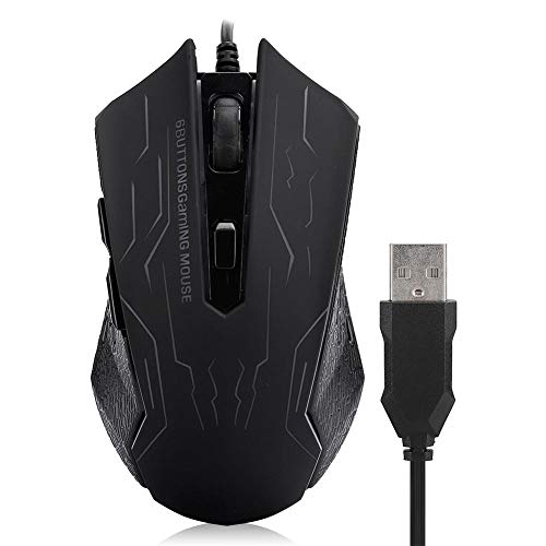 ASHATA Gaming Mouse Kabelgebundene, stille Spielemaus USB Kabelgebundene Desktop-Laptop-Maus G6 1,5 m 6-Gang-verstellbare, einstellbare,komfortable Griff Ergonomische optische von ASHATA