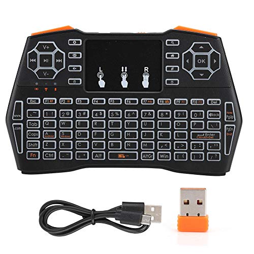 ASHATA Kabellose Mini-Tastatur für Viboton I8 Plus, USB 2.0, 3-farbige LED-Hintergrundbeleuchtung, 2,4 GHz, kabellose Multifunktionstastatur für TV-Box/Computer/Tablet/Laptop/Mi Box/Projektor von ASHATA
