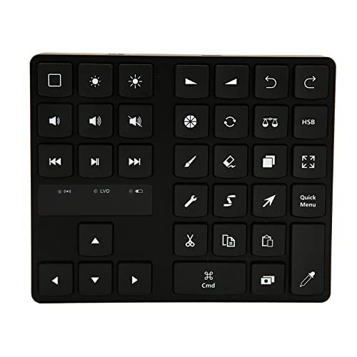 ASHATA KeyDial 35 Tasten Wireless Express Key Shortcut Tastatur für Grafik Zeichnen Video Fotobearbeitung Controller, Einhand Zeichentastatur für IOS, Tablet PC Laptop von ASHATA