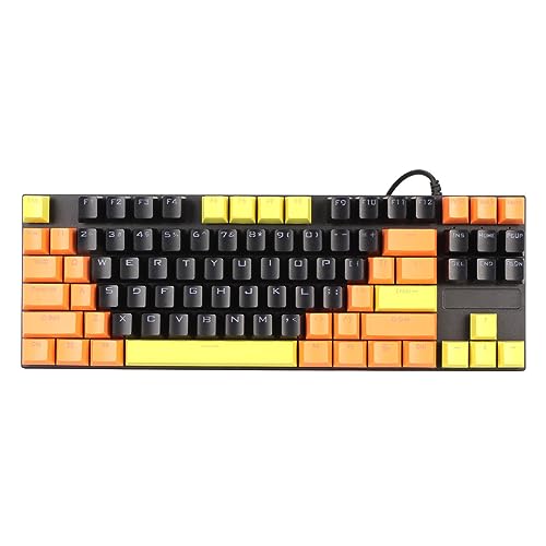 ASHATA Mechanische Gaming Tastatur mit Hintergrundbeleuchtung, Kabelgebundene Gaming Tastatur mit Blauem Schalter, 87 Tasten, Ergonomische Kabelgebundene Computertastatur für Laptop PC von ASHATA