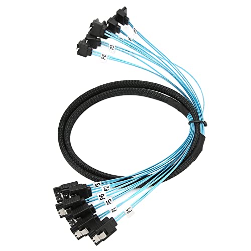 ASHATA SAS-auf-Kabel, Gerades Gebogenes 6-auf-6-Kabel, 6 Gbit/s, Solid-State-Laufwerk, Datenkabel, Computer-Motherboard-Kabel, Anti-Interferenz-Doppelgruppenabschirmung (0,5 m/19,7 von ASHATA