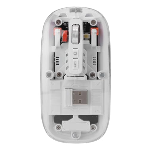 ASHATA Transparente Computer-Maus, USB C Wiederauf Ladbare Transparente Computer-Maus, 2,4G BT1 BT2 Tri Mode USB Wiederauf Ladbare Drahtlose Bluetooth-Maus mit USB-Empfänger für Laptop von ASHATA