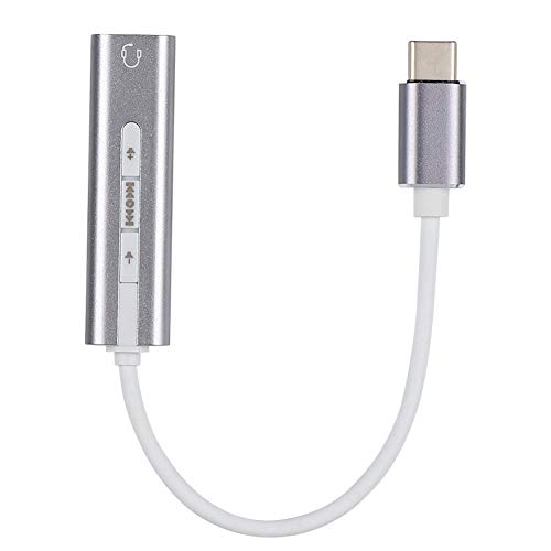 ASHATA USB-C-Audio-Adapter Stereo-Soundkarte Externe Stereo-Soundkarte vom Typ C auf 3,5-mm-Buchse für Windows 98SE/ME/2000/XP/Server 2003/Vista(Grau) von ASHATA