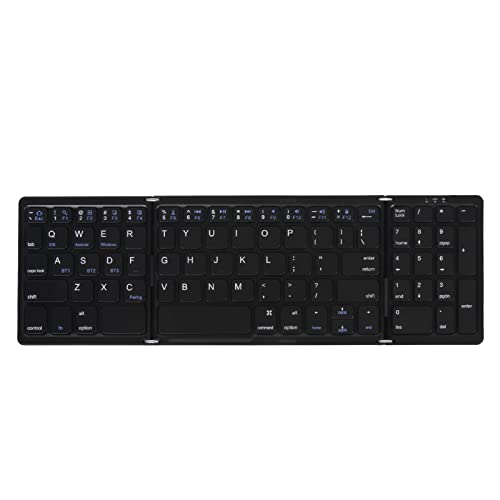 ASHATA Zusammenklappbare -Tastatur, Tragbare Dreifach Zusammenklappbare Kabellose Tastatur, Ultraschlanke -Tastatur für IOS, PC, Tablet, Smartphone (Black) von ASHATA