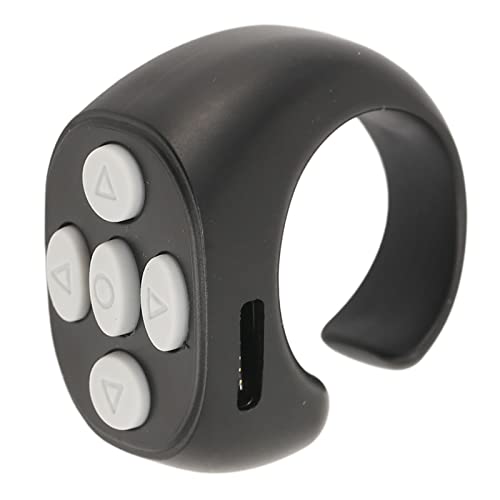 Für Tiktok Fernbedienung Ring Finger Scroller Fernbedienung Bluetooth Scrolling Ring Page Turner, Kabellose Telefonkamera Selfie Shutter Kompatibel mit IOS, Android (Black) von ASHATA