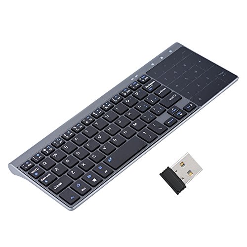 Richer-R Touch Wireless Tastatur, Slim 2,4 GHz Wireless Media Keyboard Tastatur mit Touchpad,1200 DPI Kabellose Multimedia Touch Tastatur für PC/Notebook/TV Box Schwarz von ASHATA