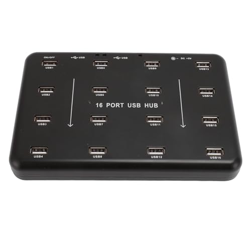 USB 2.0 Hub-16 Ports USB Hub, U Flash Disk Test Duplikator Kopierer Powered USB Splitter Plug and Play für Kartenleser Speicherkarte Festplatte für XP für Vista 7 8 für OS X (EU) von ASHATA