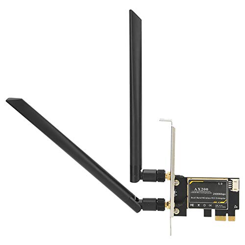 WiFi 6 PCIe-Karte fürAX200, 2,4 Gbit/s, 8K-Filme, Smart Home, 8 DBi-Antenne,10 64 Bit/PC Desktop mit5.1 von ASHATA