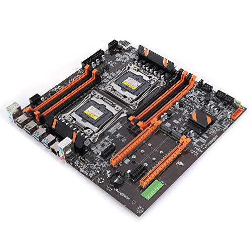 X99 Desktop-Motherboard mit Zwei Sockeln, DDR4 PCI-E SATA3.0 RJ45 NVME M.2 I/O PS/2 E5CPU ATX-Gaming-Motherboard mit Eisenplatte und PIN-Kabel von ASHATA