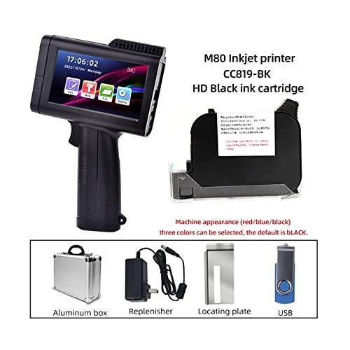 ASHBV Tragbarer Tintenstrahldrucker English Portable Small Label Handheld Inkjet Printer Production Date QR Code Batch Number Logo HD Printing Fadeless Fast Drying(Printer-Black HD Ink) von ASHBV