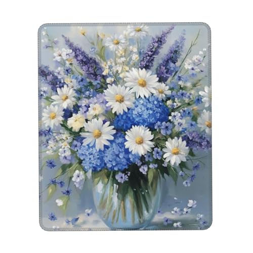 ASKFNASDKMFN Mauspad mit Blumenmuster in Vase, Büro, Heimdekoration, für Frauen und Mädchen, 20 x 24 cm von ASKFNASDKMFN