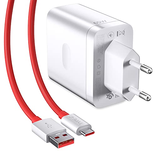 USB-Ladegerät und USB-C-Kabel für OnePlus 9 Pro Nord 2 5G, 65 W, 6A Cargo Warp, Ladegerät-Adapter und USB-Kabel auf Typ C, Supervooc, Schnellladung, für OnePlus Nord CE 2 8T OnePlus Pad OnePlus Open von ASKUBSKU