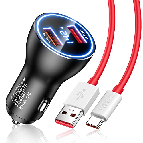 Zigarettenanzünder USB Ladegerät 80W Supervooc Charge für OnePlus Nord 2T/10 Pro,USB Schnelllade-Autoladegerät mit 1M USB C Kabel USB Kfz Ladegerät Car Charger für Oneplus 11 9 Pro Nord CE 3 Lite OPPO von ASKUBSKU